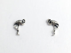 Sterling Silver and Surgical Steel flamingo stud earrings-bird-birds, flamingos