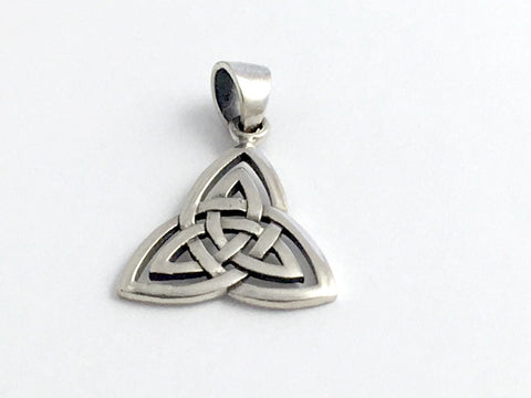 Sterling Silver Celtic Double Trinity Knot pendant w/ bail, Triquetra, Knots,