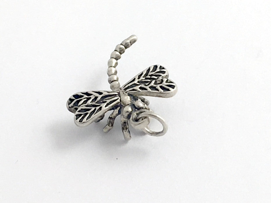 Sterling Silver sweet 3-D Dragonfly charm or pendant- dragonflies, insect,
