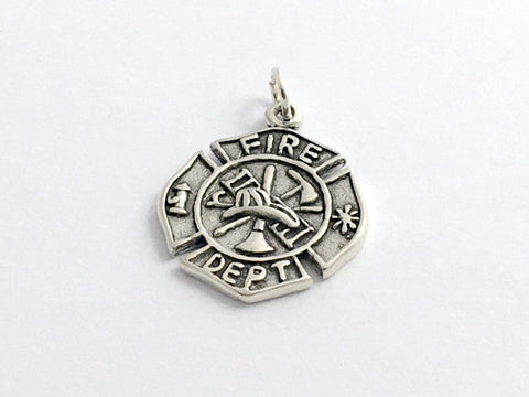 Sterling Silver Firemans Cross charm or pendant- Fire Fighter, St Florian, Dept