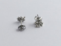Sterling Silver & Surgical Steel 4 leaf clover stud earrings- four- luck-clovers