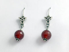 Sterling Silver Celtic Trinity Knot Earrings with faceted carnelian dangles