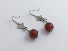 Sterling Silver Celtic Trinity Knot Earrings with faceted carnelian dangles