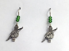 Sterling silver Archery dangle Earrings-Bow and Quiver, bows, arrow, archer,