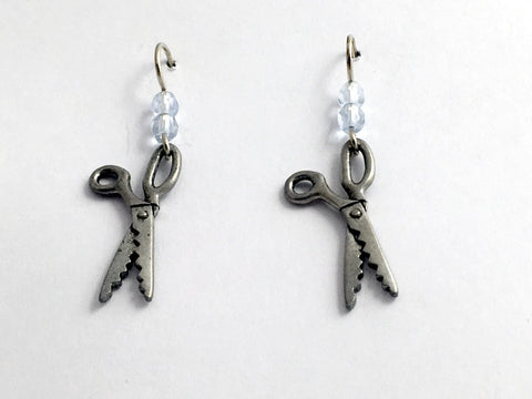 Pewter & sterling silver pinking shear scissors earrings- scrapbook, seamstress