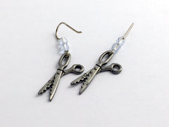 Pewter & sterling silver pinking shear scissors earrings- scrapbook, seamstress