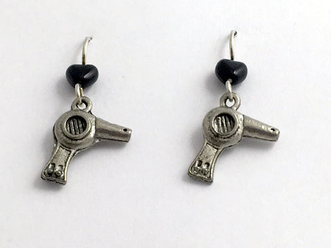 Pewter & Sterling Silver Hair Dryer dangle Earrings- Blow,Salon, Stylist, Style