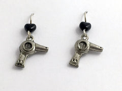 Pewter & Sterling Silver Hair Dryer dangle Earrings- Blow,Salon, Stylist, Style