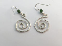 Sterling Silver funky hammered open Spiral  Earrings-dangle, spirals, Jade