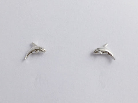 Sterling Silver & Surgical Steel orca,  killer whale stud earrings-ocean, sea