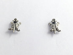 Sterling Silver and Surgical Steel horned toad stud earrings- lizards, lizard