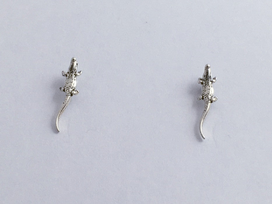 Sterling Silver & Surgical Steel  alligator or crocodile stud earrings-gators
