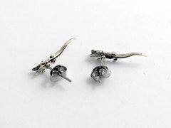 Sterling Silver & Surgical Steel  alligator or crocodile stud earrings-gators