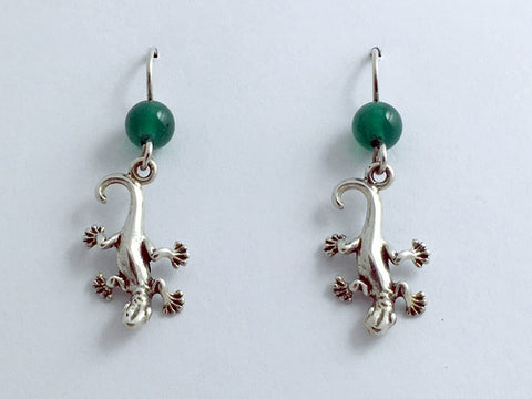 Sterling silver medium gecko lizard dangle earrings-reptile- geckos, lizards