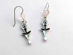 Sterling Silver Ballet Dancer in tutu dangle earrings-en pointe-dance, toe shoes