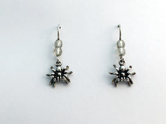 Sterling silver small spider dangle earrings-insects-garden-arachnid, spiders,