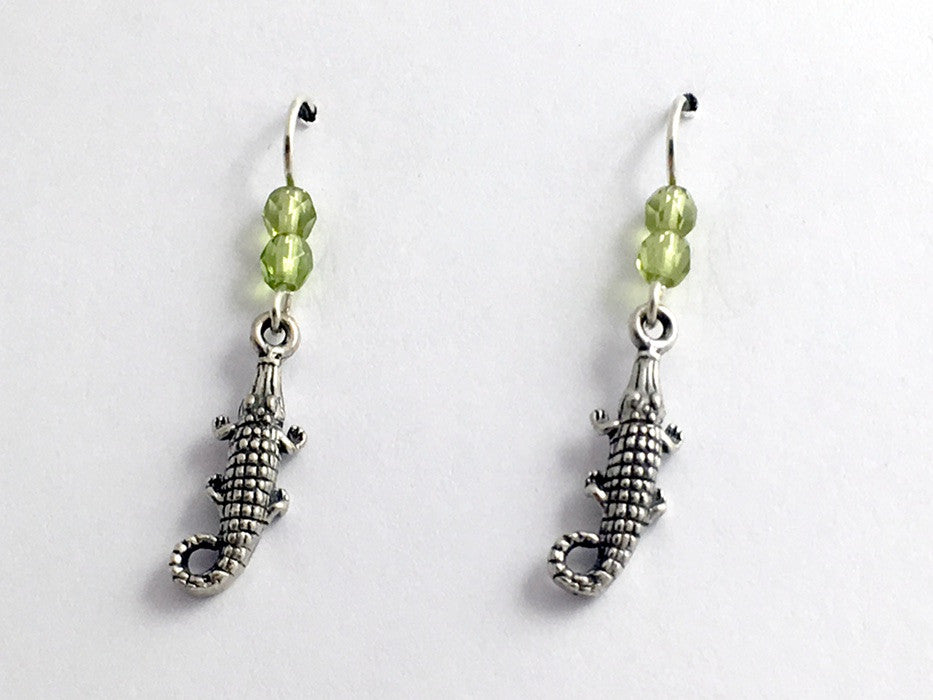 Sterling silver medium alligator or crocodile dangle earrings- gators, crocs