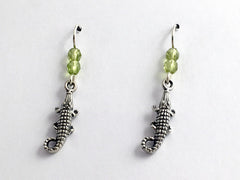 Sterling silver medium alligator or crocodile dangle earrings- gators, crocs