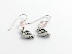 Sterling Silver tiny baby shoe dangle earrings-twins-shoes-pink, baby shower,
