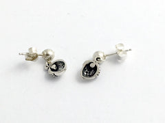 Sterling silver 4mm ball stud with tiny acorn dangle earrings- acorns, oak, fall