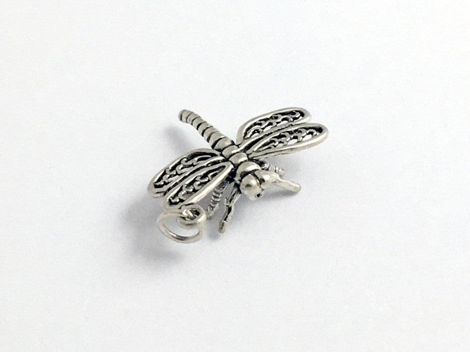 Sterling Silver large 3-D Dragonfly charm or pendant- dragonflies, insect,