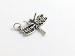Sterling Silver large 3-D Dragonfly charm or pendant- dragonflies, insect,