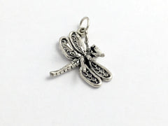 Sterling Silver large 3-D Dragonfly charm or pendant- dragonflies, insect,