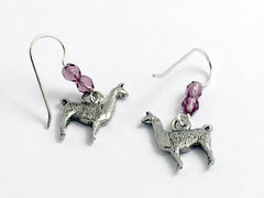 Pewter & Sterling silver llama dangle earrings-alpaca, Andes, Peru, Llamas,