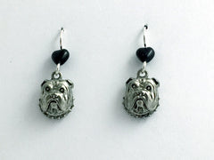 Pewter & sterling silver English Bull dog face earrings- Bulldog, dogs, canine