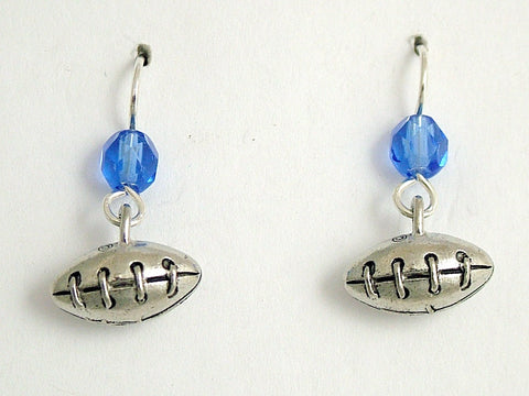 Pewter & sterling silver 3-D Football dangle earrings- team colors, ball, footballs